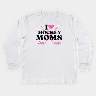 I Heart Hockey Moms White Kids Long Sleeve T-Shirt